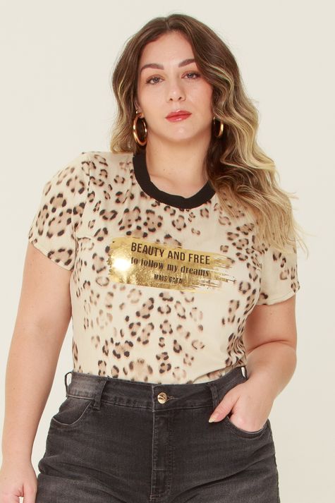 T Shirt Slim Leopard Mais Gata