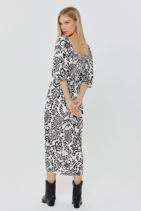 Vestido Solto Floral P&b