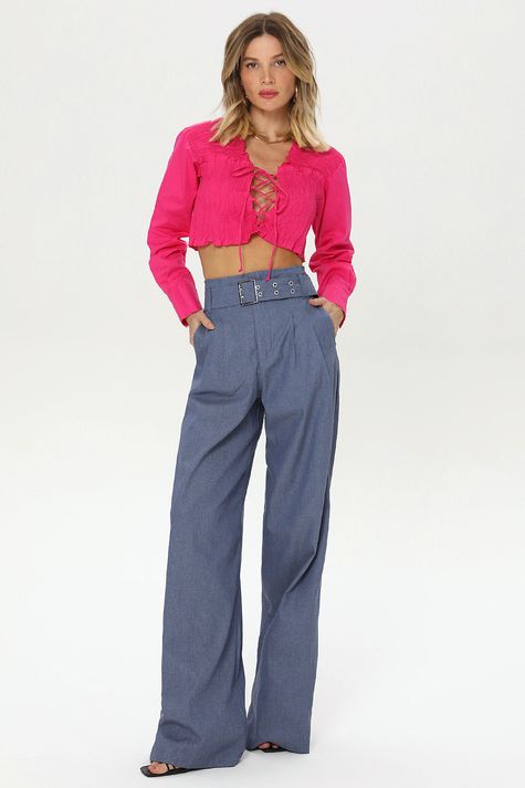 Wide Leg 32 Cinto Denim