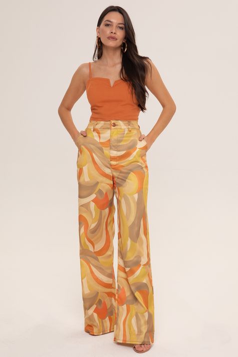 Wide Leg 30 Denim Estampada