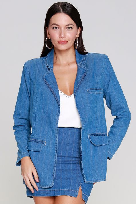 Blazer Jeans Risca De Giz