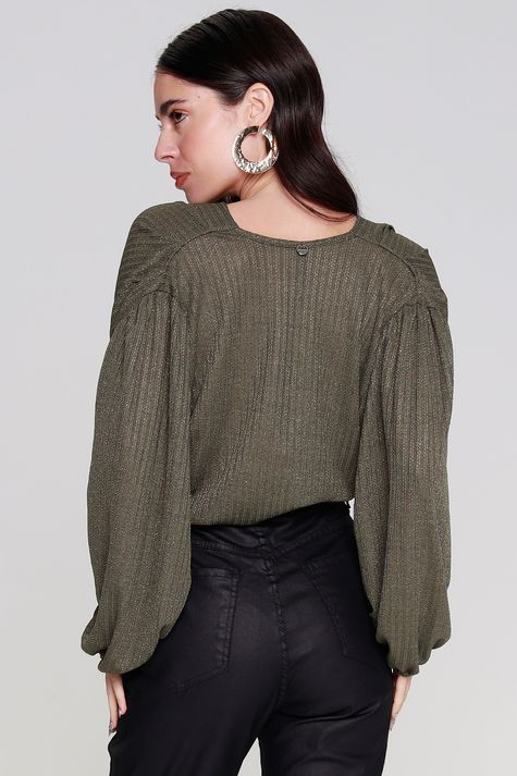 Blusa Pregas Tricot Metallic