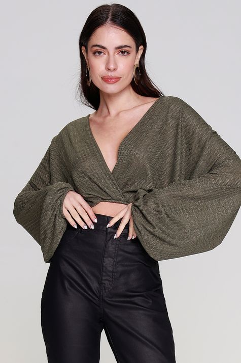 Blusa Pregas Tricot Metallic