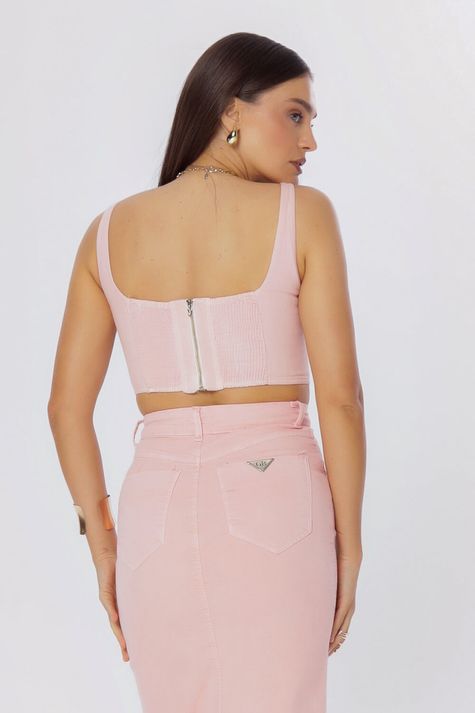 Cropped Sarja Bordado Color